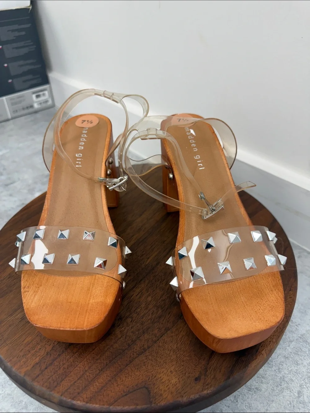Madden Girl Change-P Clear Studded Platform Heels Size‎ 7.5